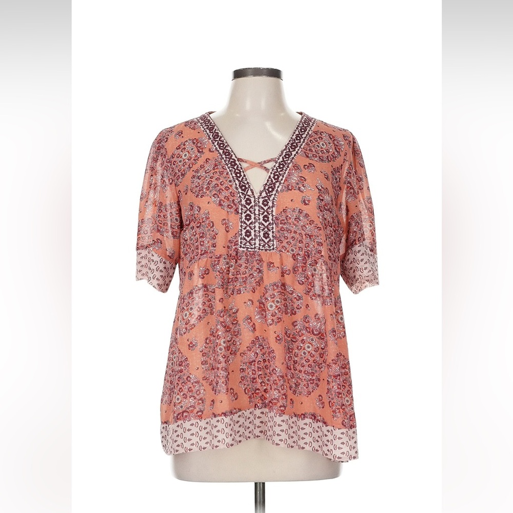 Knox Rose Coral Patterned Tunic Top